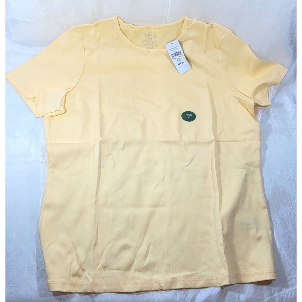 L.L. Bean Women's Short Sleeve 100% Pima‎ Cotton T-Shirt - Lt Yellow - S Petite